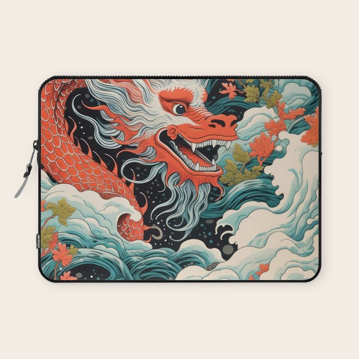 Red Chinese Water Dragon Laptop Sleeve Gallery Image 1