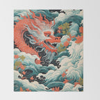 Red Chinese Water Dragon Throw Blanket Gallery Image 2