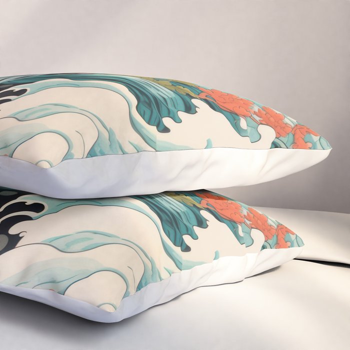 Red Chinese Water Dragon Pillow Sham Gallery Image 3