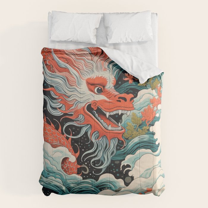 Red Chinese Water Dragon Comforter Gallery Image 6
