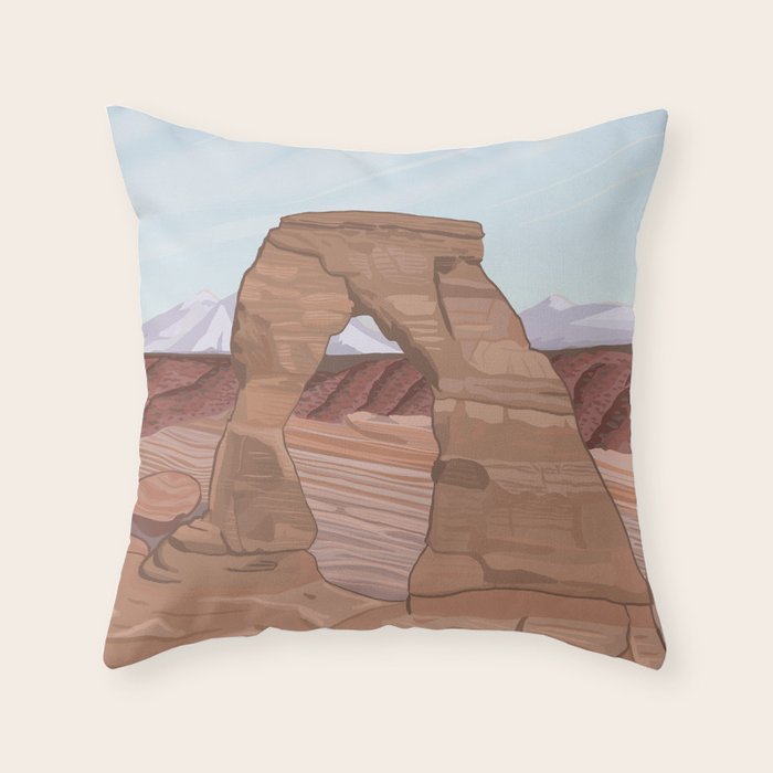 Arches National Park, National Parks Poster, Illustrated Arches, Utah, Capitol Reef, Zion Throw Pillow Gallery Image 6
