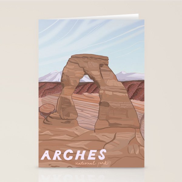 Arches National Park, National Parks Poster, Illustrated Arches, Utah, Capitol Reef, Zion Stationery Card Gallery Image 1