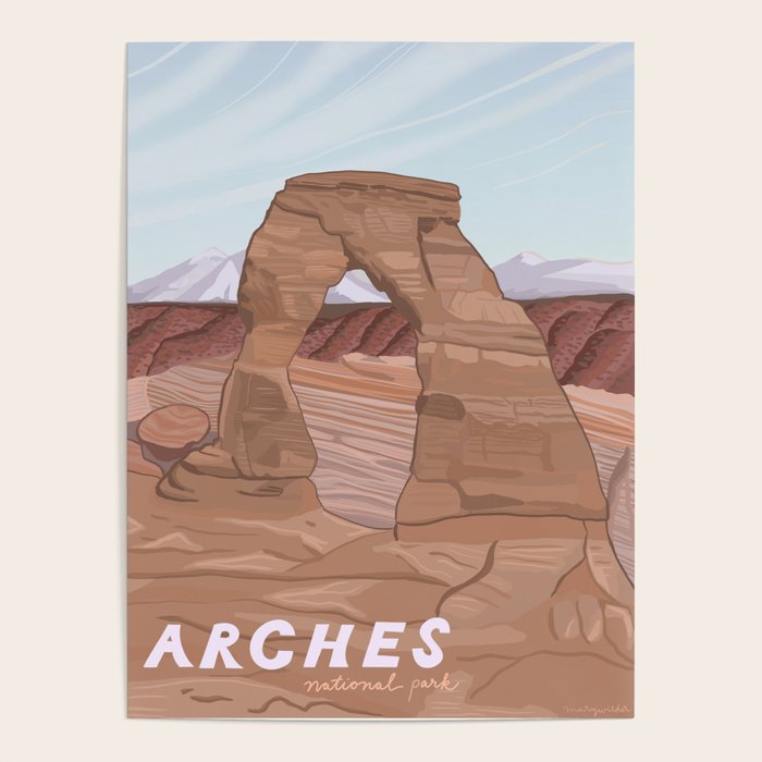 Arches National Park, National Parks Poster, Illustrated Arches, Utah, Capitol Reef, Zion Poster Gallery Image 1
