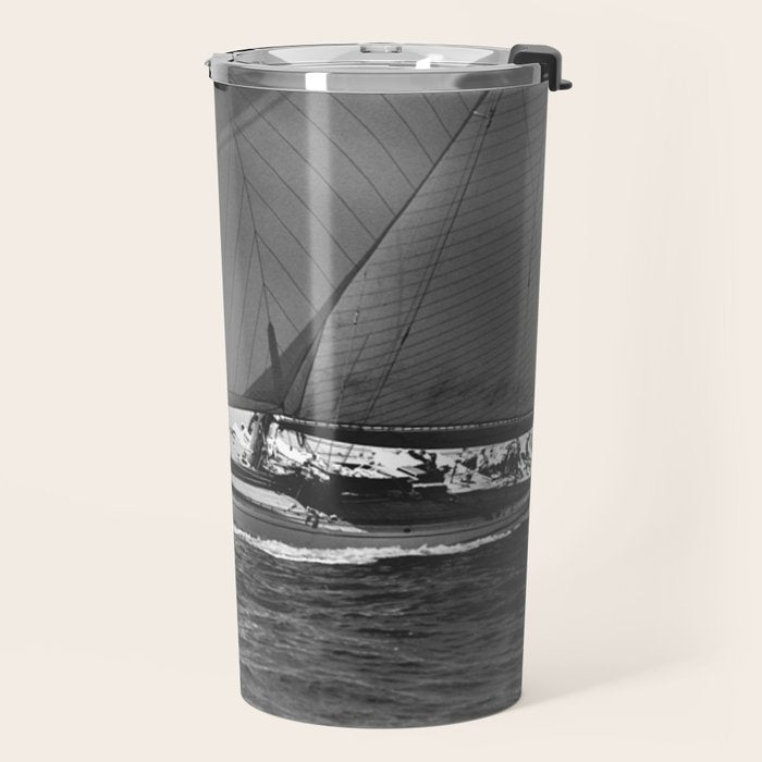 12-meter Sailing Yacht America's Cup Races nautical black and white photograph Travel Mug Gallery Image 2