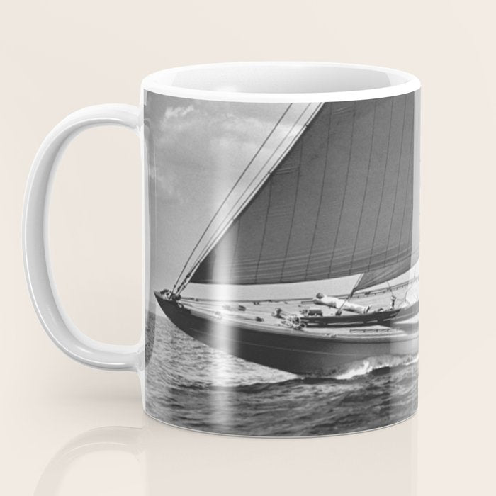 12-meter Sailing Yacht America's Cup Races nautical black and white photograph Coffee Mug Gallery Image 3