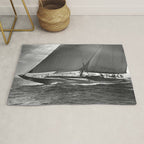 12-meter Sailing Yacht America's Cup Races nautical black and white photograph Rug Gallery Image 1