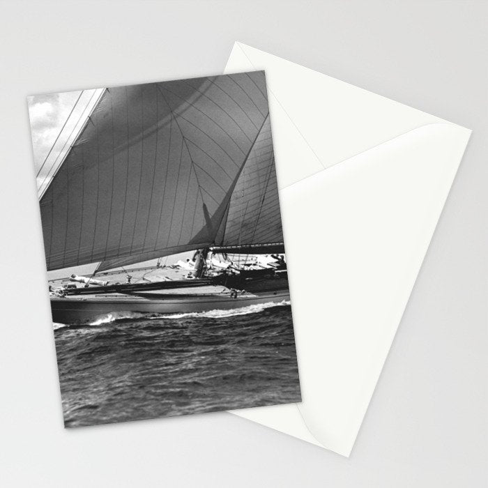 12-meter Sailing Yacht America's Cup Races nautical black and white photograph Stationery Card Gallery Image 2