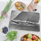 12-meter Sailing Yacht America's Cup Races nautical black and white photograph Cutting Board Gallery Image 2