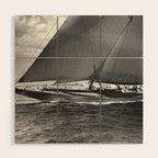 12-meter Sailing Yacht America's Cup Races nautical black and white photograph Wood Wall Art Gallery Image 1