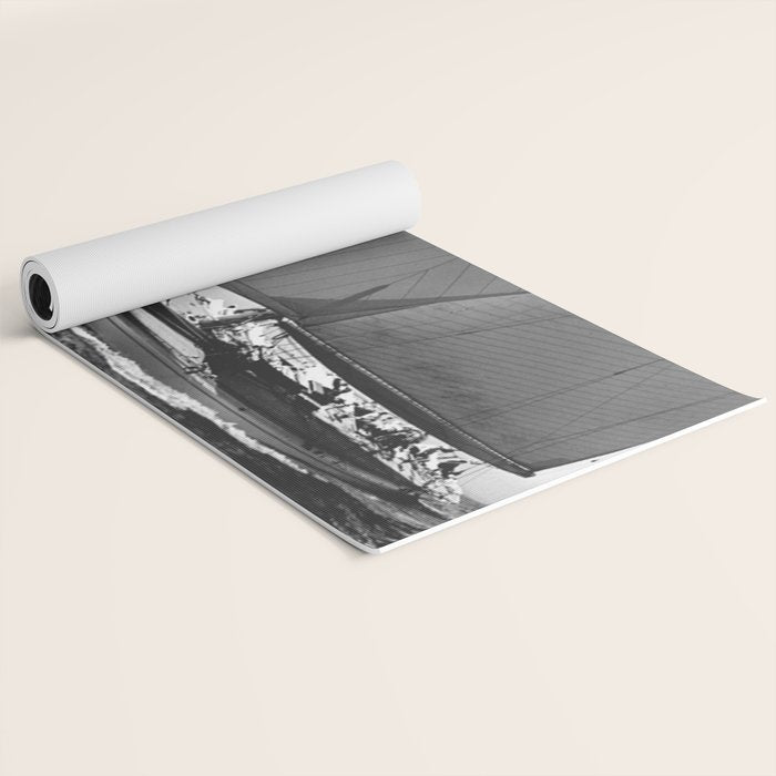 12-meter Sailing Yacht America's Cup Races nautical black and white photograph Yoga Mat Gallery Image 2