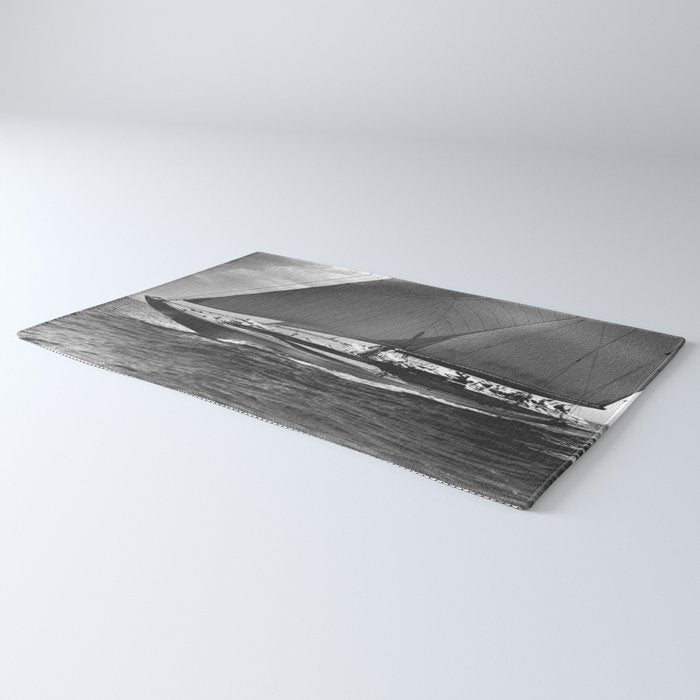 12-meter Sailing Yacht America's Cup Races nautical black and white photograph Rug Gallery Image 3
