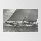 12-meter Sailing Yacht America's Cup Races nautical black and white photograph Rug Gallery Image 2