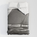 12-meter Sailing Yacht America's Cup Races nautical black and white photograph Comforter Gallery Image 6