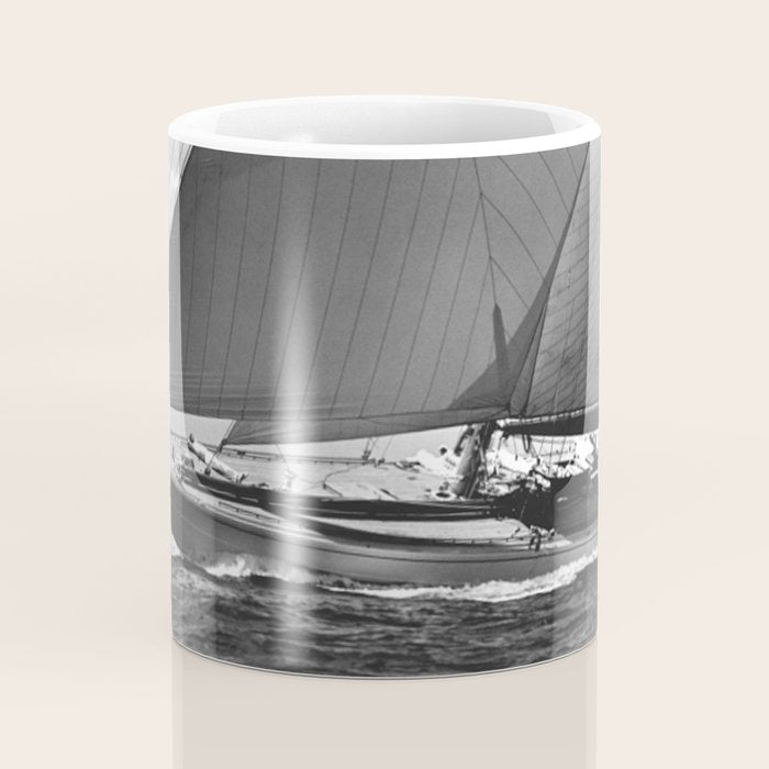 12-meter Sailing Yacht America's Cup Races nautical black and white photograph Coffee Mug Gallery Image 4