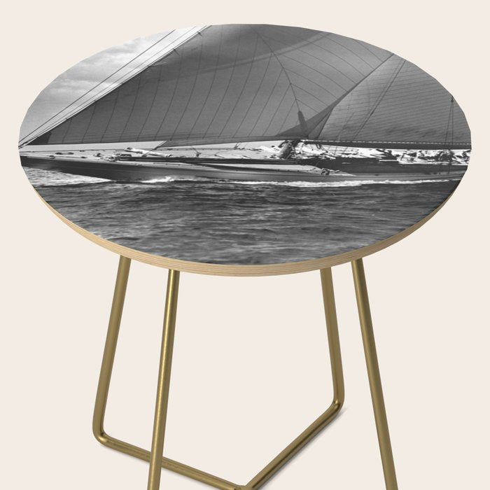 12-meter Sailing Yacht America's Cup Races nautical black and white photograph Side Table Gallery Image 2