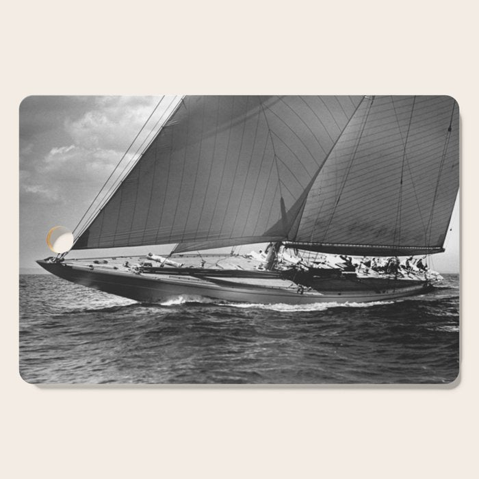12-meter Sailing Yacht America's Cup Races nautical black and white photograph Cutting Board Gallery Image 1