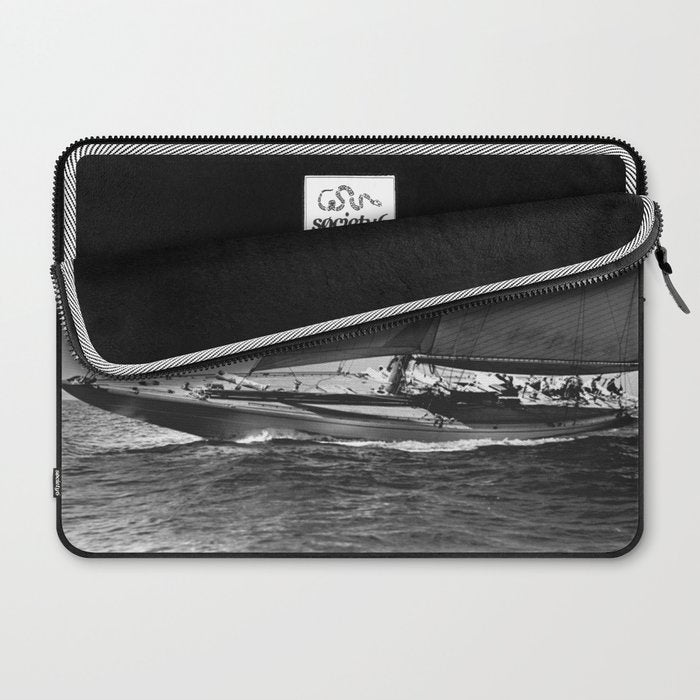 12-meter Sailing Yacht America's Cup Races nautical black and white photograph Laptop Sleeve Gallery Image 2
