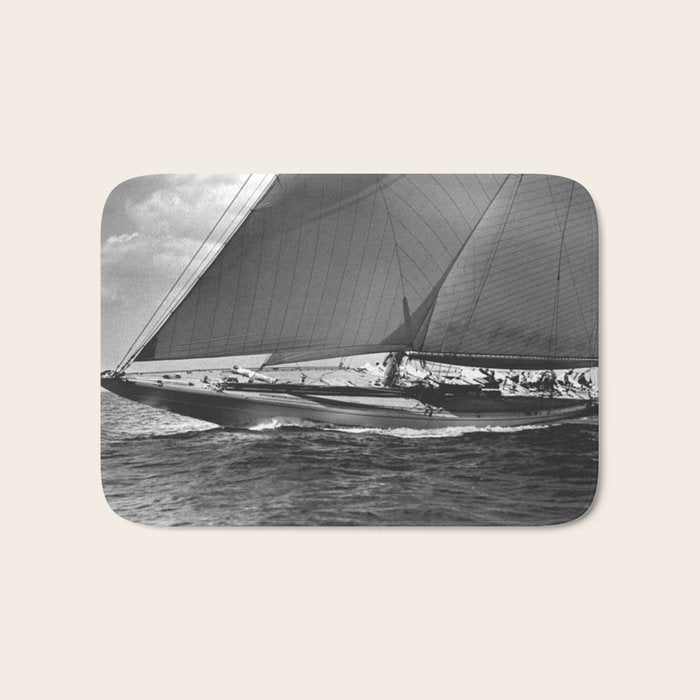 12-meter Sailing Yacht America's Cup Races nautical black and white photograph Bath Mat Gallery Image 1