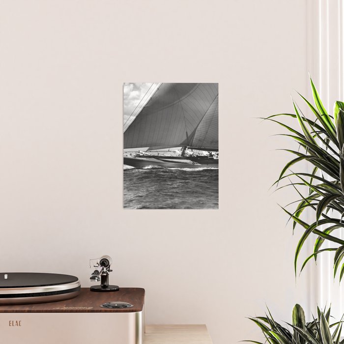 12-meter Sailing Yacht America's Cup Races nautical black and white photograph Poster Gallery Image 2