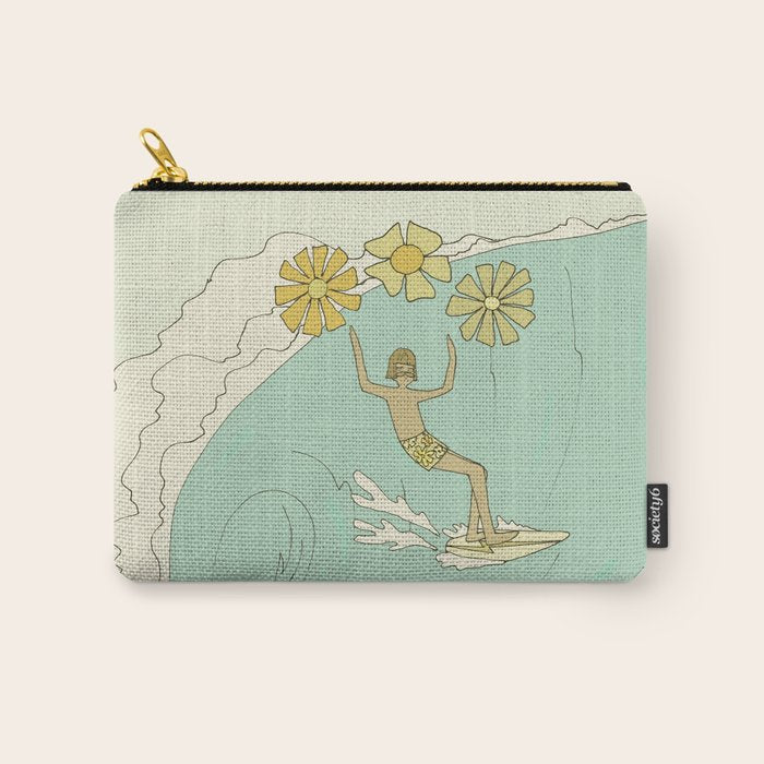 pipeline master style guru gerry lopez // retro surf art by surfy birdy Carry All Pouch Gallery Image 1