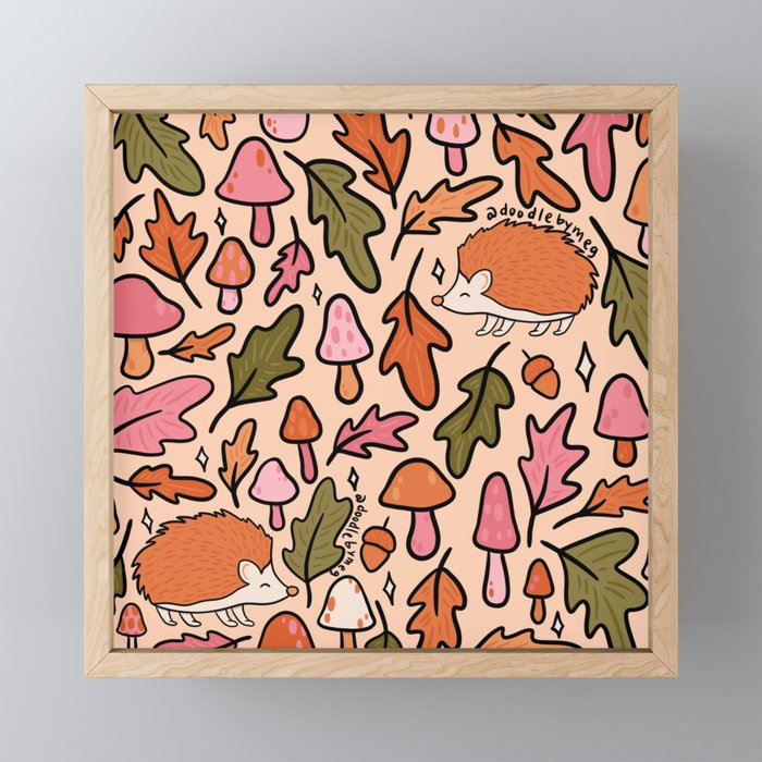 Hedgehog in the Autumn Print Mini Art Print Gallery Image 1