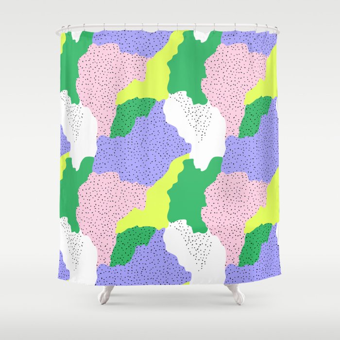 Abstract colorful retro 90s art pattern Shower Curtain Gallery Image 1