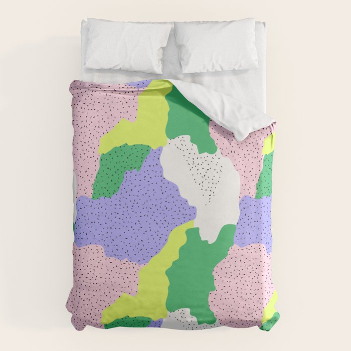 Abstract colorful retro 90s art pattern Duvet Cover Gallery Image 1
