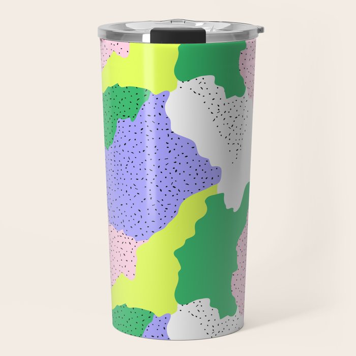 Abstract colorful retro 90s art pattern Travel Mug Gallery Image 1