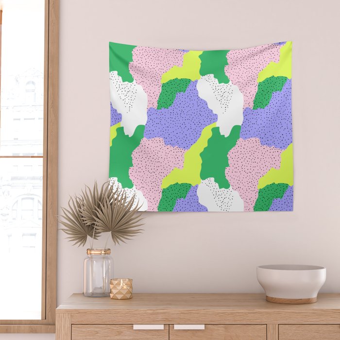 Abstract colorful retro 90s art pattern Wall Tapestry Gallery Image 2