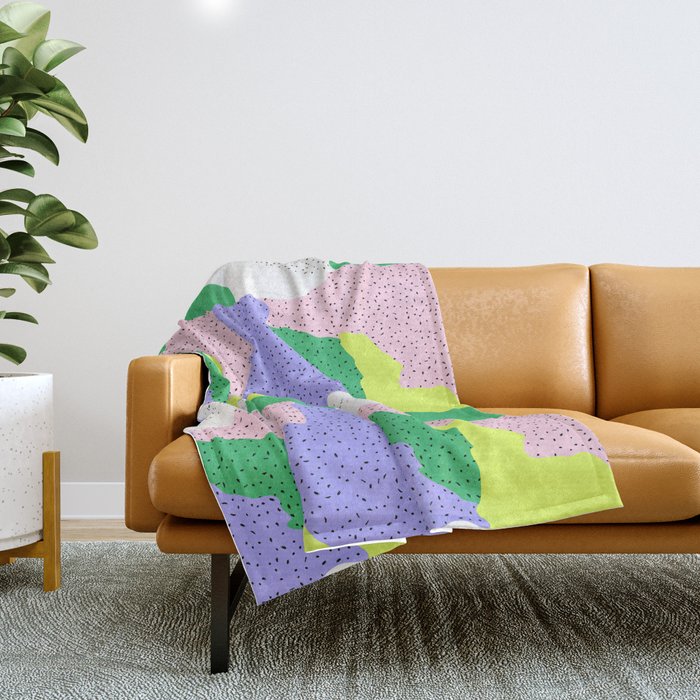 Abstract colorful retro 90s art pattern Throw Blanket Gallery Image 1