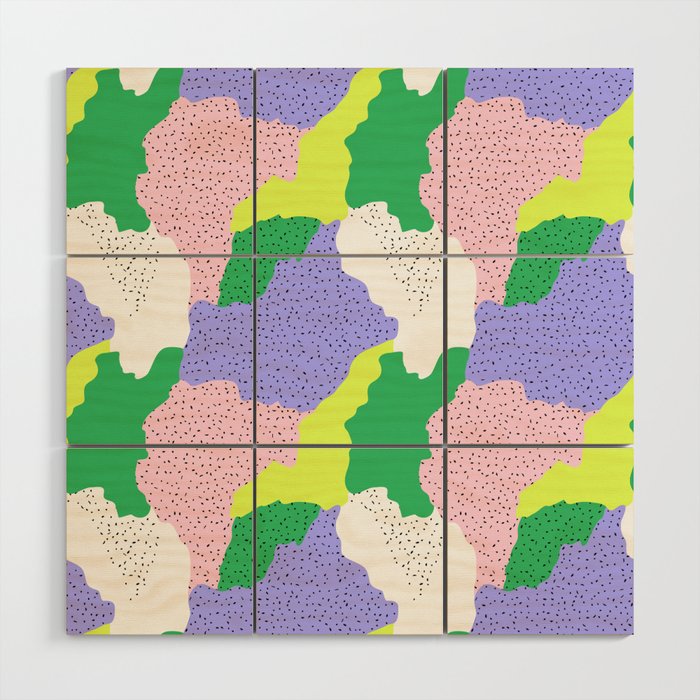 Abstract colorful retro 90s art pattern Wood Wall Art Gallery Image 1