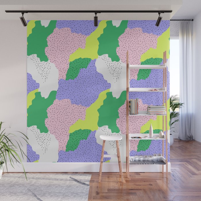 Abstract colorful retro 90s art pattern Wall Mural Gallery Image 1