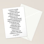 I Believe In Pink. I Believe That Laughing Is the Best Calorie Burner-Audrey Hepburn Stationery Card Gallery Image 2