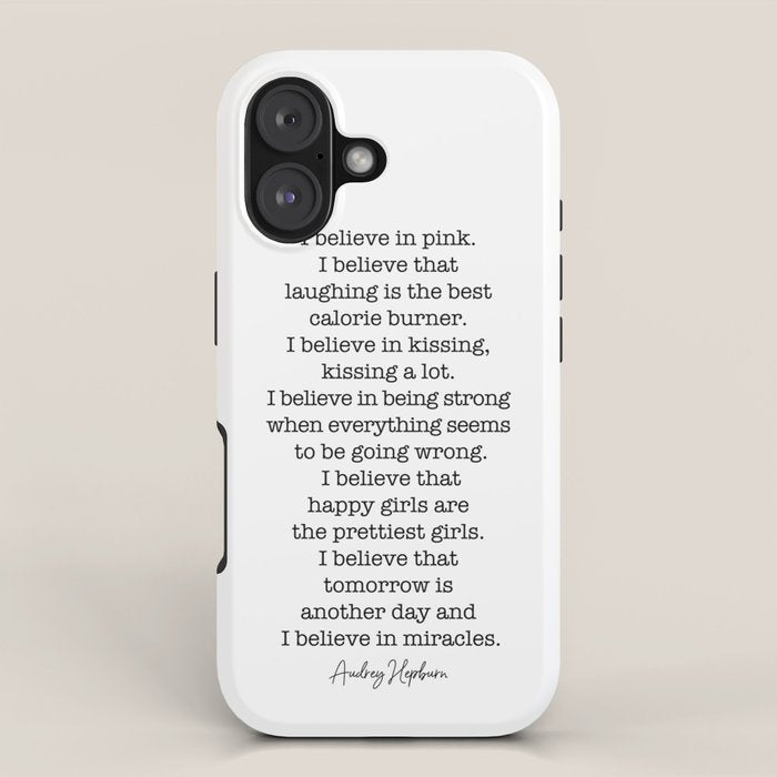 I Believe In Pink. I Believe That Laughing Is the Best Calorie Burner-Audrey Hepburn iPhone Case Gallery Image 1