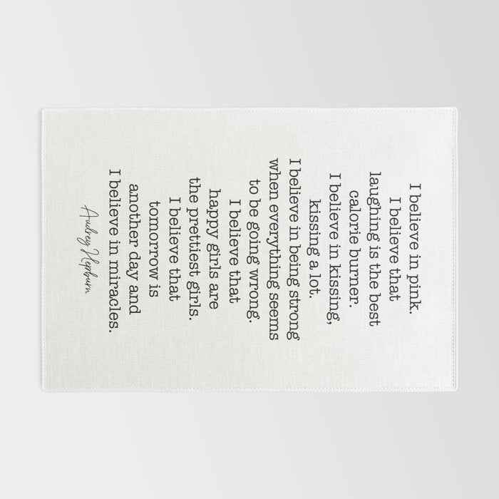 I Believe In Pink. I Believe That Laughing Is the Best Calorie Burner-Audrey Hepburn Rug Gallery Image 2