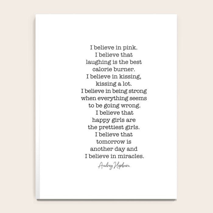 I Believe In Pink. I Believe That Laughing Is the Best Calorie Burner-Audrey Hepburn Notebook Gallery Image 4
