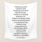 I Believe In Pink. I Believe That Laughing Is the Best Calorie Burner-Audrey Hepburn Wall Tapestry Gallery Image 4