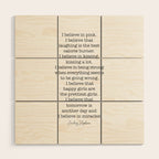 I Believe In Pink. I Believe That Laughing Is the Best Calorie Burner-Audrey Hepburn Wood Wall Art Gallery Image 1