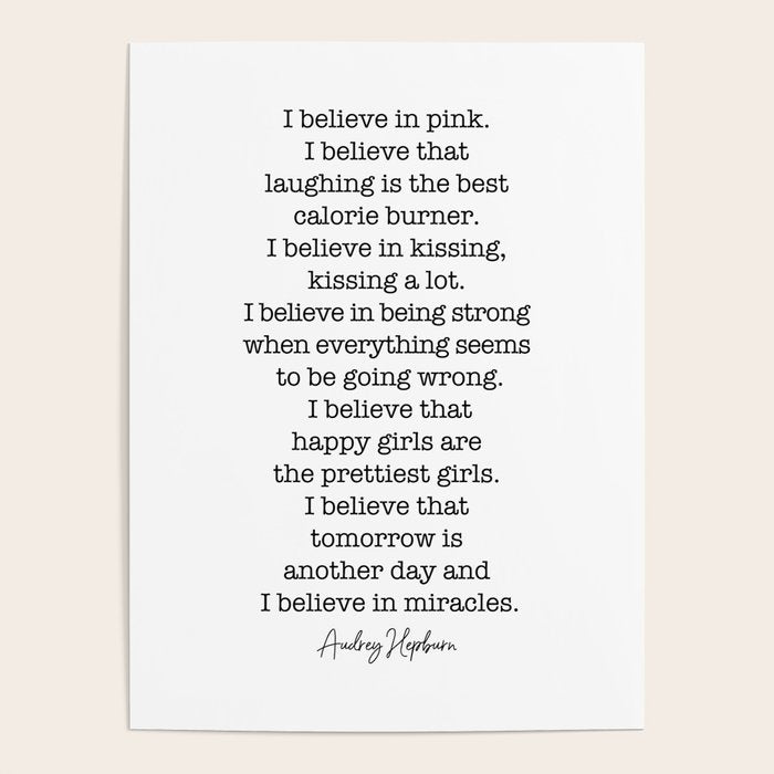 I Believe In Pink. I Believe That Laughing Is the Best Calorie Burner-Audrey Hepburn Poster Gallery Image 4