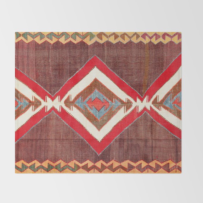 Aksaray Cappadocian Central Anatolia Kilim Print Throw Blanket Gallery Image 2