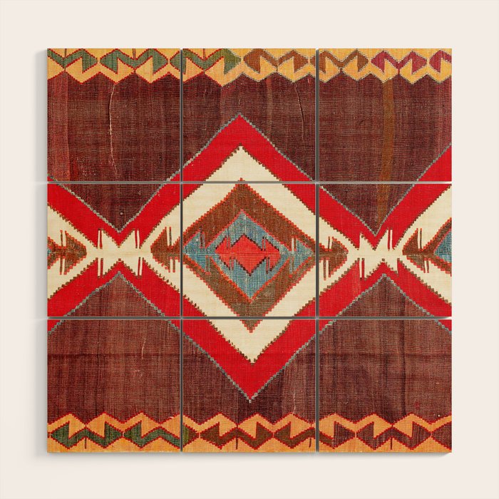 Aksaray Cappadocian Central Anatolia Kilim Print Wood Wall Art Gallery Image 1