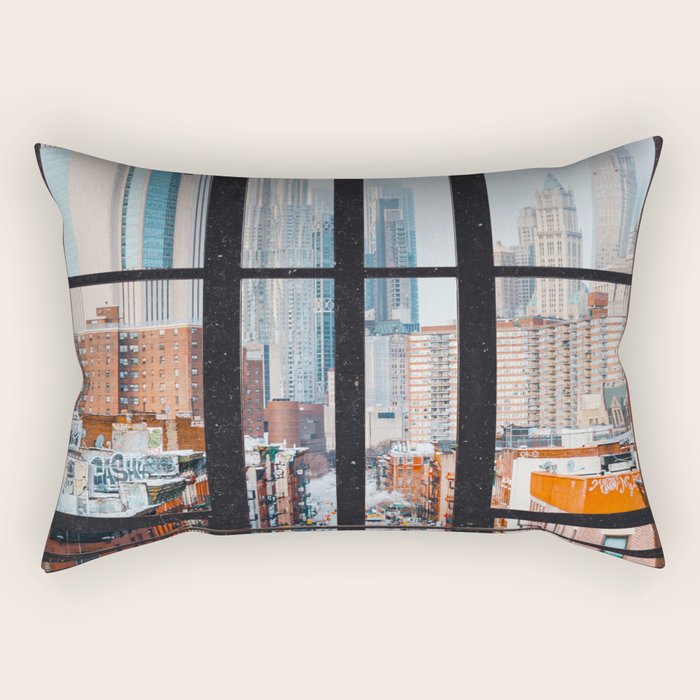 New York City Window Rectangular Pillow Gallery Image 2
