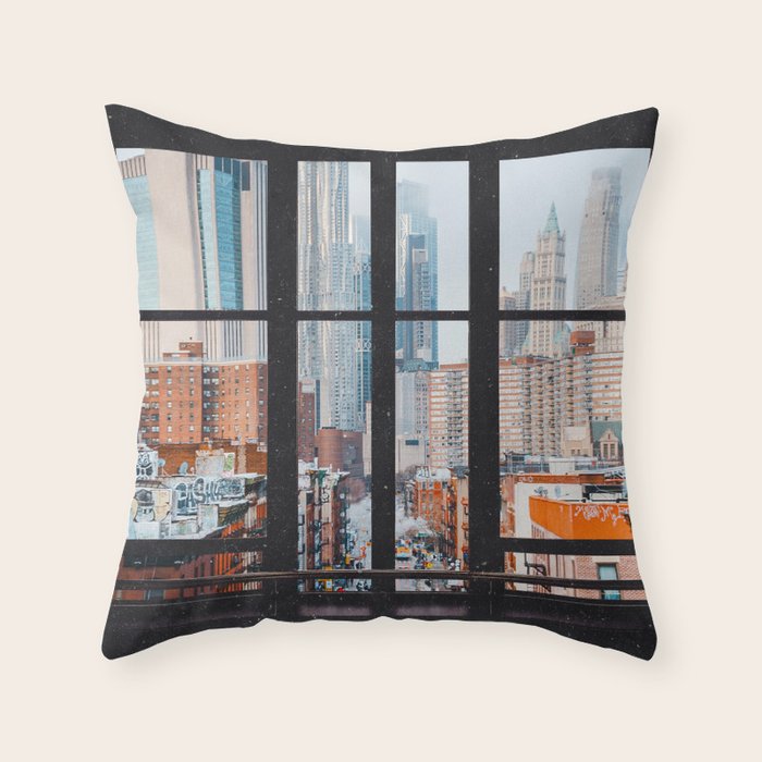 New York City Window Throw Pillow Gallery Image 1