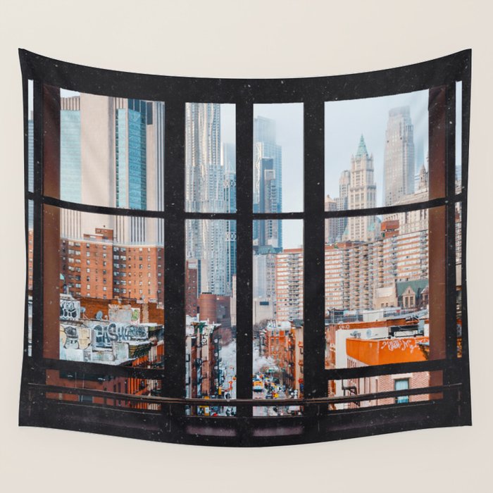 New York City Window Wall Tapestry