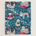 Hygge sloth // turquoise and red Jigsaw Puzzle Gallery Image 1
