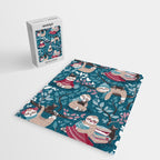 Hygge sloth // turquoise and red Jigsaw Puzzle Gallery Image 2