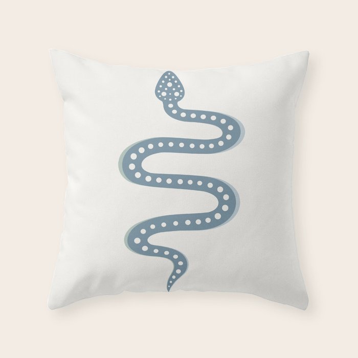 Minimal Snake - Blue Throw Pillow Gallery Image 6