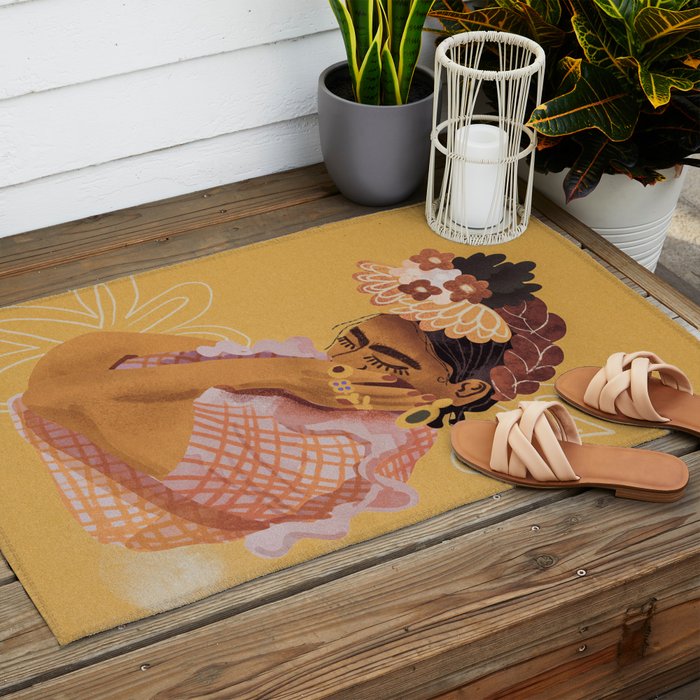 Frida Kahlo Portrait Outdoor Rug Gallery Image 2