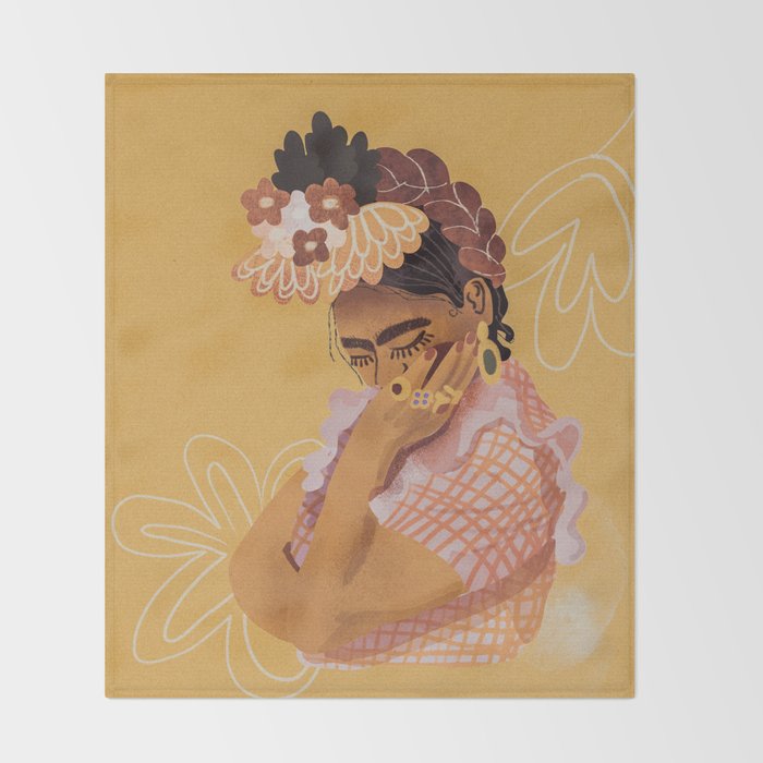 Frida Kahlo Portrait Throw Blanket Gallery Image 2