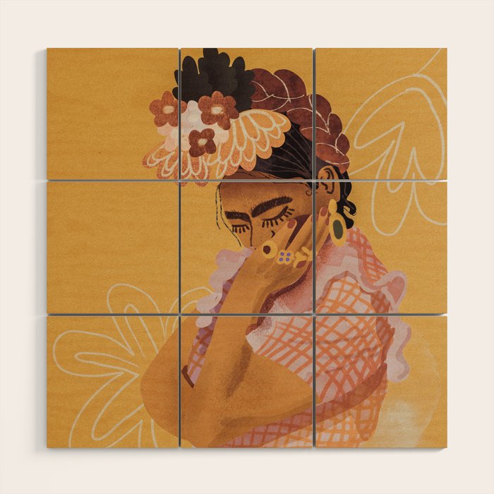 Frida Kahlo Portrait Wood Wall Art Gallery Image 1